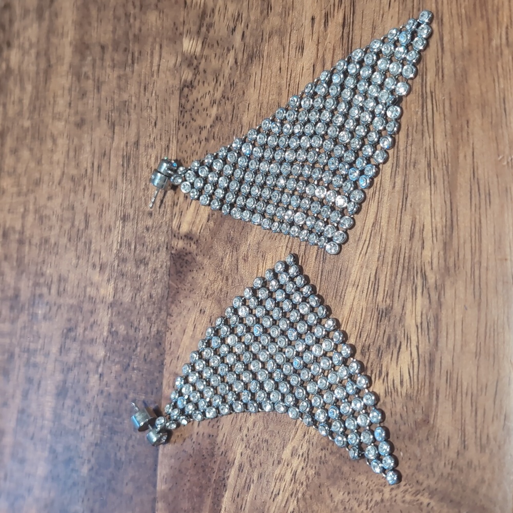 Michael Kors Glam Pave Silver Mesh Earrings
